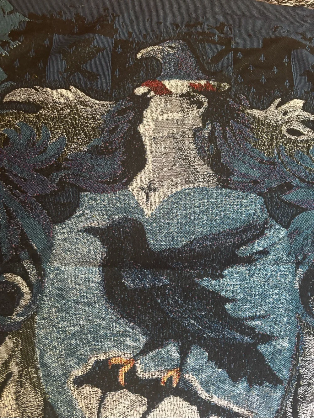 Harry Potter Ravenclaw Crest Woven Tapestry Throw Blanket Witchy Academia Boho